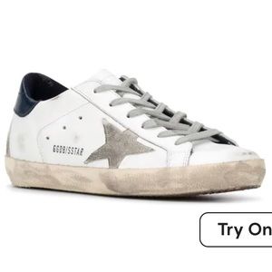 Golden Goose Superstar low-top sneakers. Size 37. White and dark blue.